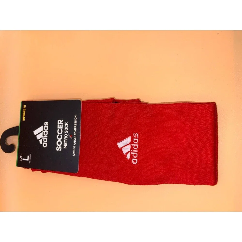 adidas Metro Soccer Socks‎ Power Red 1 Pair Large NEW